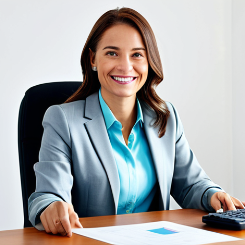 Home 7 **
A professional businesswoman in a modest business suit, sitting at a desk in a modern office. She is smiling confidently. Fully clothed, appropriate attire, safe for work. Perfect anatomy, correct proportions, natural pose. Professional photography, high quality. Family-friendly.
**