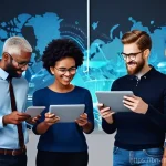 Home 15 이메일 자동화로 고객의 기대 초과 달성하기 - **Prompt 1: The Synergy of Personalization and Efficiency**
"A vibrant, modern digital workspace...