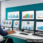 Home 17 이메일 콘텐츠 개인화 기법과 자동화 - A modern office scene showing a diverse group of Bengali marketing professionals analyzing customer ...