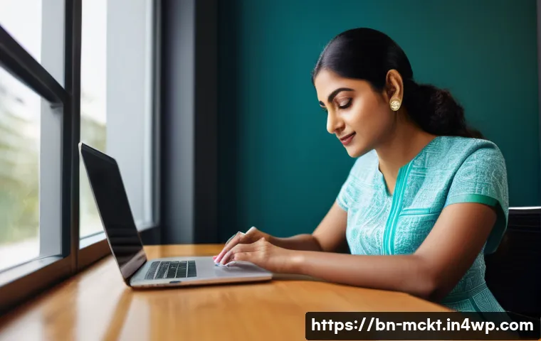 마케팅 자동화를 위한 이메일 템플릿 활용법 - A professional office scene showing a Bengali businesswoman sitting at a modern desk with a laptop o...