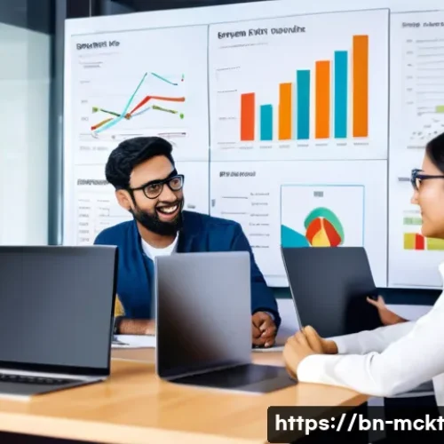 이메일 자동화 성공을 위한 KPI 설정 방법 - An office scene showing a diverse team of Bengali marketing professionals analyzing email campaign K...