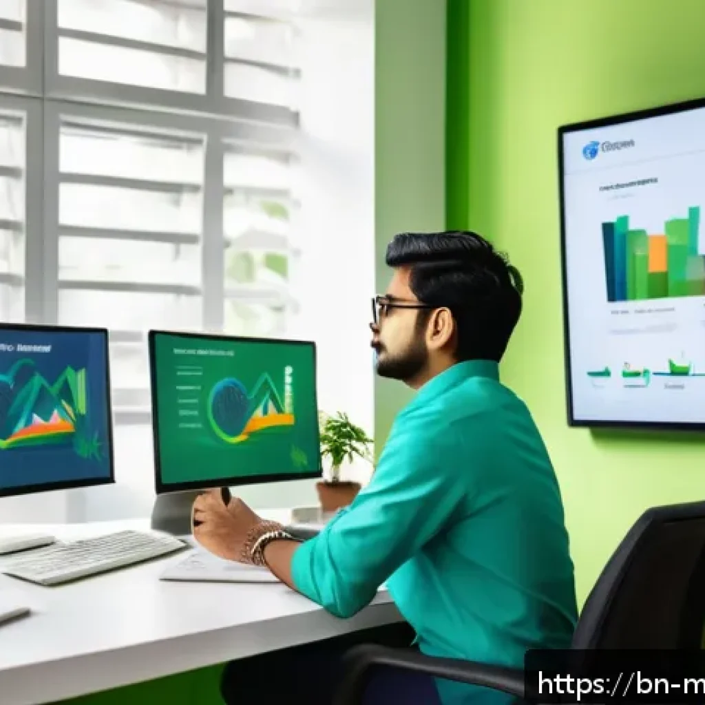 이메일 캠페인 자동화에서의 목표 설정 - A professional Bengali digital marketer sitting at a modern workspace, analyzing email campaign data...