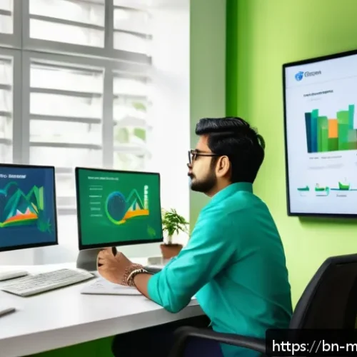 이메일 캠페인 자동화에서의 목표 설정 - A professional Bengali digital marketer sitting at a modern workspace, analyzing email campaign data...