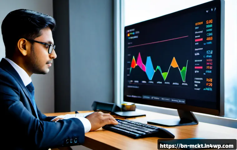 Home 17 이메일 캠페인 결과 분석을 위한 자동화 도구 - Photorealistic modern office scene, a Bengali marketing analyst in modest professional attire review...
